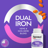 Thumbnail for Feosol Complete Iron Supplement Caplets, Bifera Iron for High Absorption, Heme and Non-Heme Dual Action Minimizes Side Effects, 1 Per Day, for Energy and Immune System Support, Made in USA, 30 Count