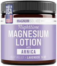Thumbnail for Magnum Solace Nighttime Magnesium Lotion with Arnica – Soothing Relief & Relaxation, Highly Concentrated Magnesium for Muscles & Joints – Apply to Legs or Feet Before Bed – Skin-Friendly