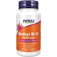 Thumbnail for NOW Foods Supplements, Methyl B-12 5000mcg,Methylcobalamin, Hypoallergenic, 90 Veg Capsules