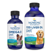 Thumbnail for Nordic Naturals Omega-3 Pet Bundle - 2 oz Omega-3 Fish Oil for Small Dogs & Cats, 8 oz Pet Cod Liver Oil Promotes Heart, Skin, Coat, & Immune Health