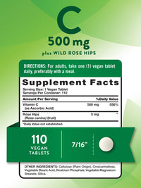 Thumbnail for Nature's Truth Vitamin C with Rose Hips 500 mg | 110 Tablets | Vegan, Non-GMO & Gluten Free Supplement