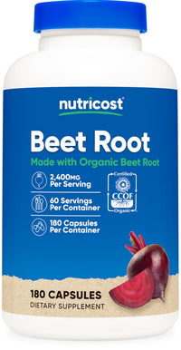 Thumbnail for Nutricost Beet Root 2400mg, 180 Capsules - CCOF Certified Made with Organic Beet Root, Superfood, 60 Servings