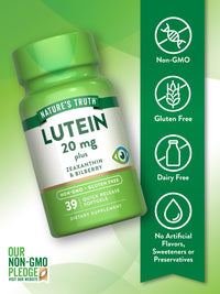 Thumbnail for Nature's Truth Lutein and Zeaxanthin | 20 mg | 39 Softgels | with Bilberry | Non-GMO & Gluten Free Supplement