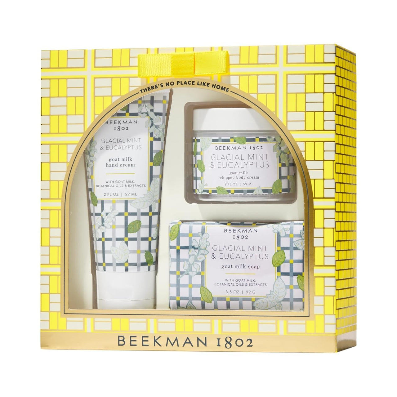 Beekman 1802 At Home Spa Day Glacial Mint & Eucalyptus Gift Set - Set of 3 - Cleanses, Moisturizes & Hydrates - With Lactic Acid & Shea Butter - Good for Sensitive Skin - Cruelty Free