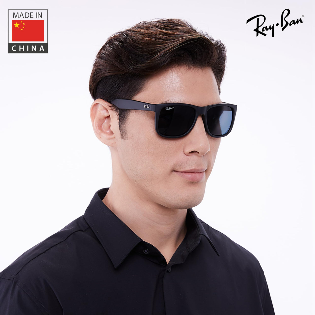 Ray-Ban RB4165F JUSTIN CLASSIC LOW BRIDGE FIT POLARIZED Square Shaped Sunglasses for Men & Women – Includes Official Rayban Eyewear Kit – Ideal Formal & Casual Wear Sunglasses – Blue Mirror Lens