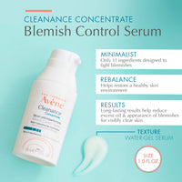 Thumbnail for Avène Cleanance Concentrate Blemish Control Serum, clarifying water-gel, fragrance and silicone free, For acne-prone skin, airless pump, 1 Fl Oz