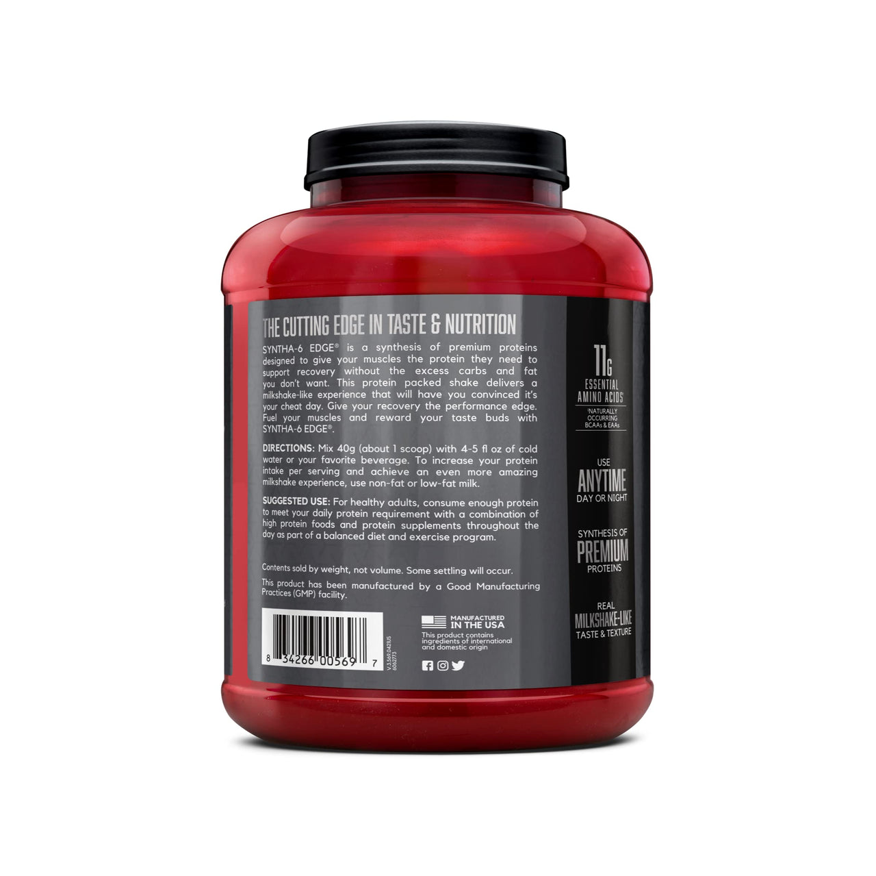 BSN SYNTHA-6 EDGE Protein Powder, Chocolate Flavored Powder with Hydrolyzed Whey, Micellar Casein, for Muscle Gain, Low Sugar, 24g Protein, Chocolate Milkshake, 48 Servings, 4.23 Pound (Pack of 1)