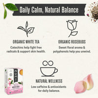 Thumbnail for Numi Organic White Rose Tea, 16 Tea Bags, White Tea & Fragrant Rosebuds, Low Caffeine