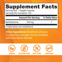 Thumbnail for Doctor's BEST Benfotiamine 150mg Supplement - Bioavailable Vitamin B1 for Men & Women, Benfotiamine B1 Capsules, Supports Nerve & Metabolic Health, Antioxidant Support, Non GMO - 120 Veggie Caps