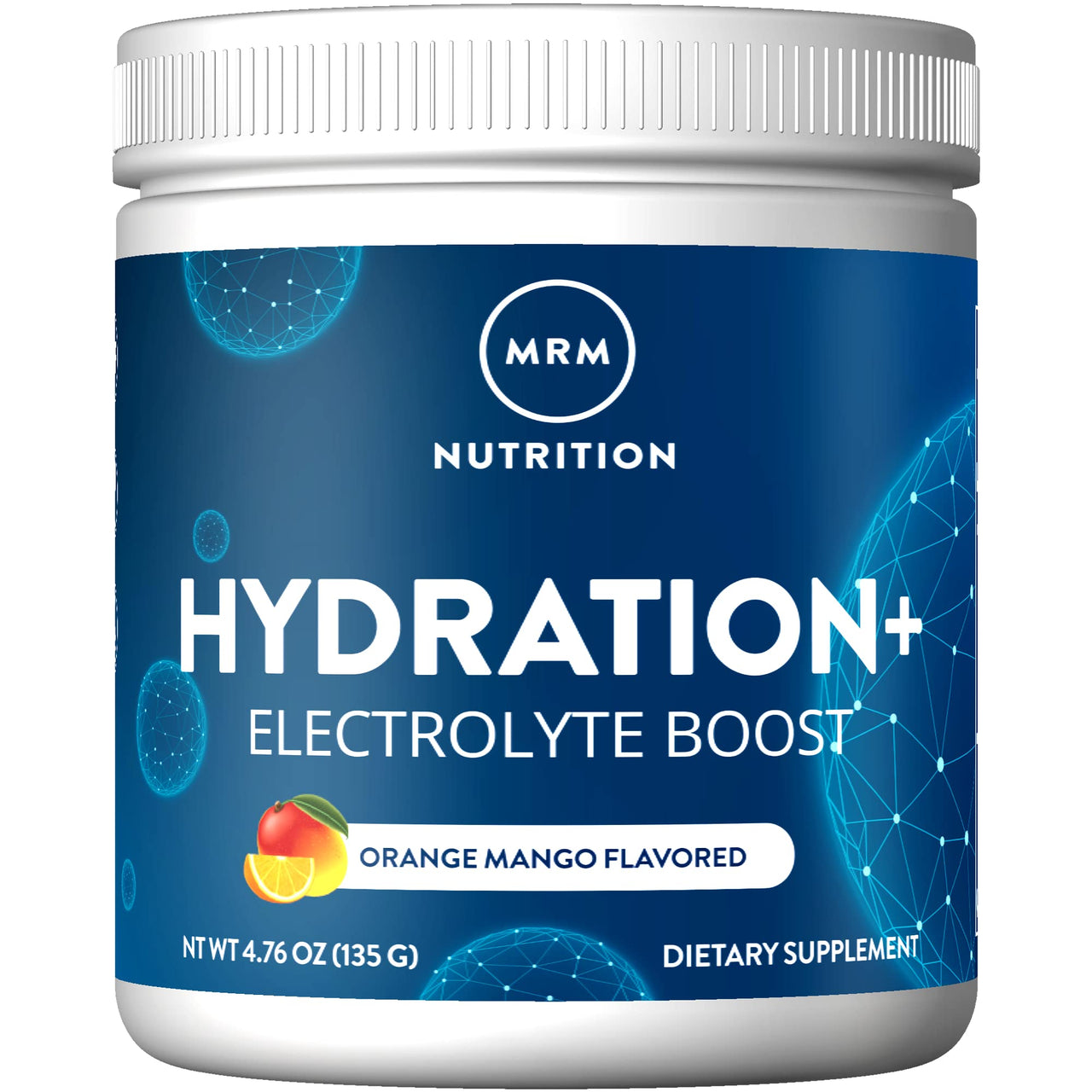 MRM Nutrition Hydration+ Electrolyte Powder Drink Mix - Cellular Hydration Support with Vitamins & Electrolytes, Vegan, Gluten-Free, Electrolyte Boost for Workouts - 15 Servings, Orange Mango Flavor