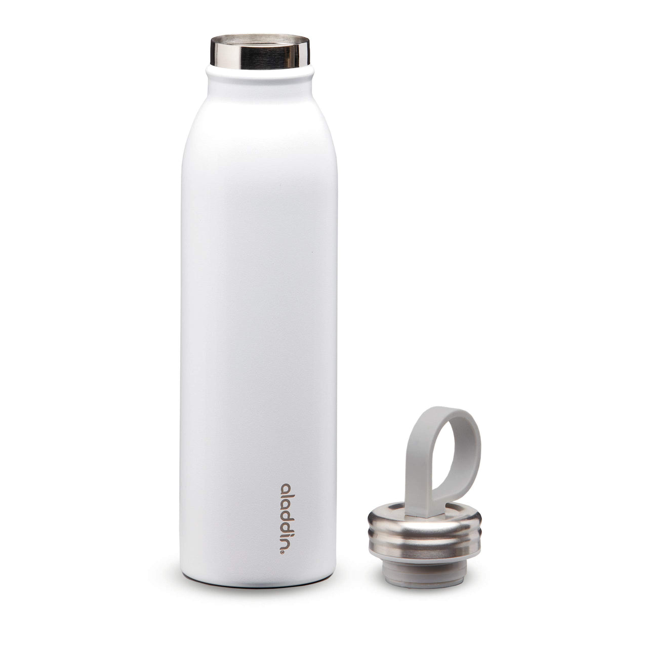 Aladdin Chilled Thermavac Stainless Steel Water Bottle 0.55L Snowflake White â€“ Insulated Metal Water Bottle - Keeps Cold for 9 Hours - BPA-Free Thermos Flask - Leakproof - Dishwasher Safe