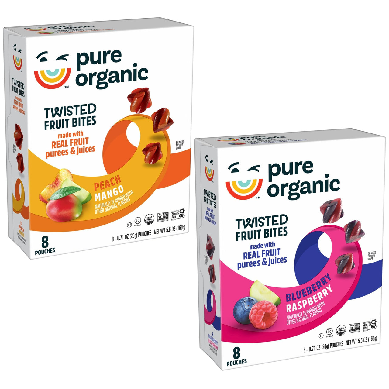 Pure Organic Twisted Fruit Bites, Kids Snacks, Fruit Snacks, Variety Pack (16 Pouches)
