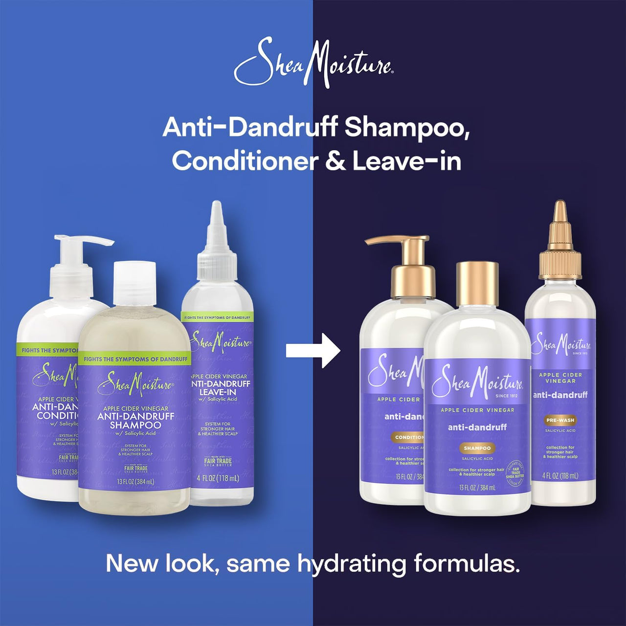SheaMoisture Anti-Dandruff Shampoo & Conditioner + Pre-Wash – Apple Cider Vinegar, Shea Butter, 3% Salicylic Acid for Flakes & Itchy Scalp