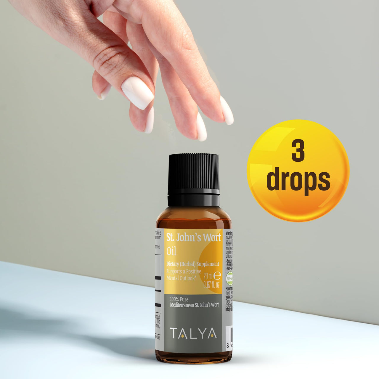 TALYA St. John’s Wort Oil 0.67 fl. oz | 100% Pure & Natural Liquid Drop | Dietary Supplement | for Positive Mood & Emotional Balance | Body, Skin & Hair Care | Non-GMO