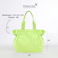 Thumbnail for ODODOS 18L Side-Cinch Shopper Bags Lightweight Shoulder Bag Tote Handbag for Shopping Workout Beach Travel, Lime Punch