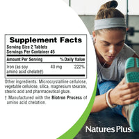 Thumbnail for NaturesPlus Iron - 40 mg, 90 Tablets - Vegetarian, Gluten Free - 45 Servings