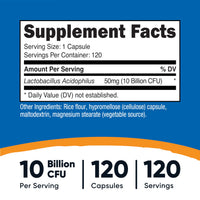 Thumbnail for Nutricost Lactobacillus Acidophilus 10 Billion CFU, 120 Vegetarian Capsules
