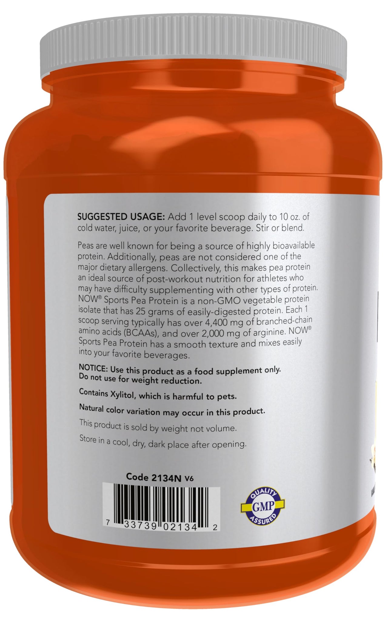 NOW Foods Sports Nutrition, Pea Protein 25 g With BCAAs, Easily Digested, Vanilla Toffee Powder, 2-Pound