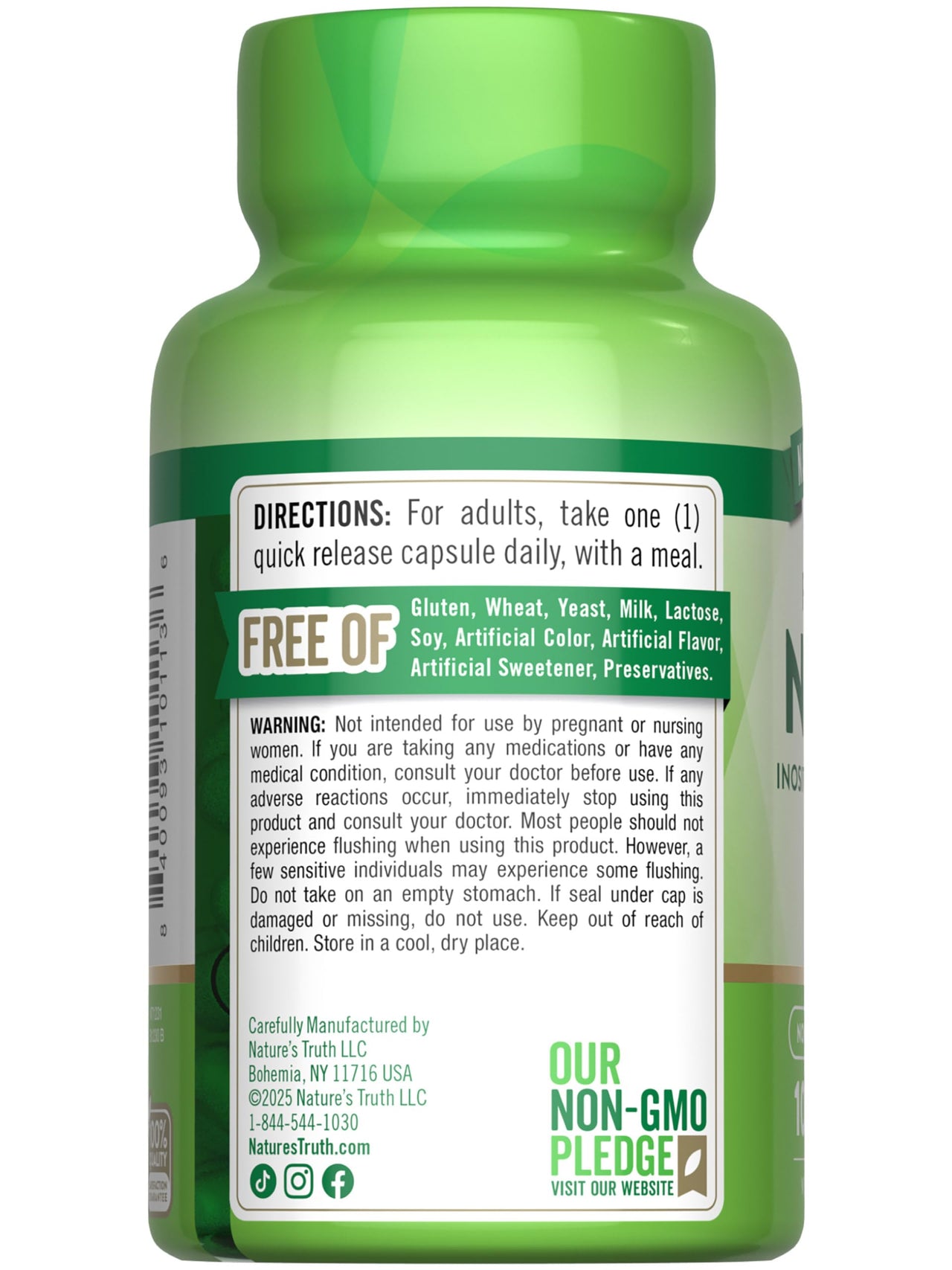 Nature's Truth Flush Free Niacin | 500mg | 100 Capsules | Non-GMO & Gluten Free Supplement
