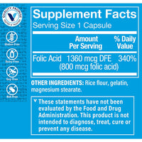 Thumbnail for The Vitamin Shoppe Folic Acid 800MCG, Supports Prenatal Fetal (300 Capsules)