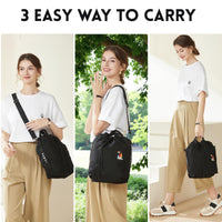 Thumbnail for Women Canvas Tote Handbags Casual Shoulder Work Bag Crossbody Bag with Sunshine Embroidery (Black)