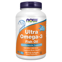 Thumbnail for NOW Foods Supplements, Ultra Omega-3, 500 EPA and 250 DHA, Cardiovascular Support*, 180-Fish Gelatin Softgels