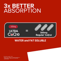 Thumbnail for Qunol Ultra CoQ10 100mg 3X Better Absorption Patented Water and Fat Soluble Natural Supplement Form Coenzyme Q10 Antioxidant for Heart Health Packs Softgels, 120 Count