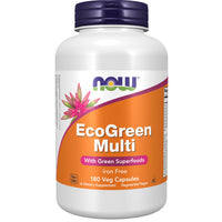 Thumbnail for NOW Supplements, EcoGreen Multi Vitamin with Green Superfoods, Iron-Free 180 Veg Capsules