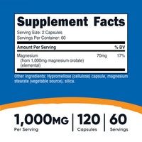 Thumbnail for Nutricost Magnesium Orotate Capsules 1000mg, 120 Caps - 60 Servings, 500mg Per Capsule, Non-GMO, Gluten Free