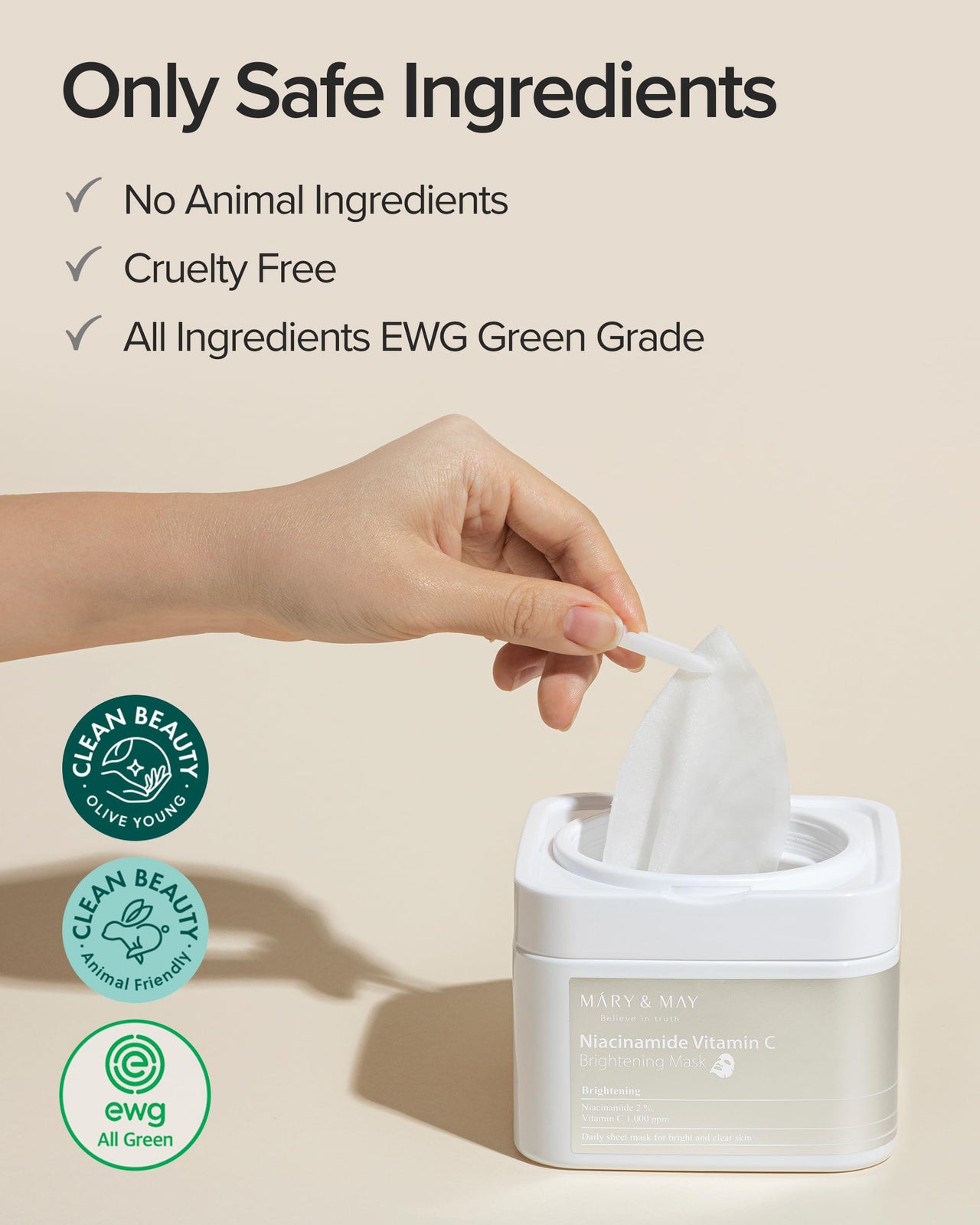 Mary&May Niacinamide Vitamin C Mask (30 Sheets) - Korean Face Mask for Glowing Skin - Daily Sheet Mask for Dark Spots & Dullness - Fragrance-Free, 13.52 fl.oz