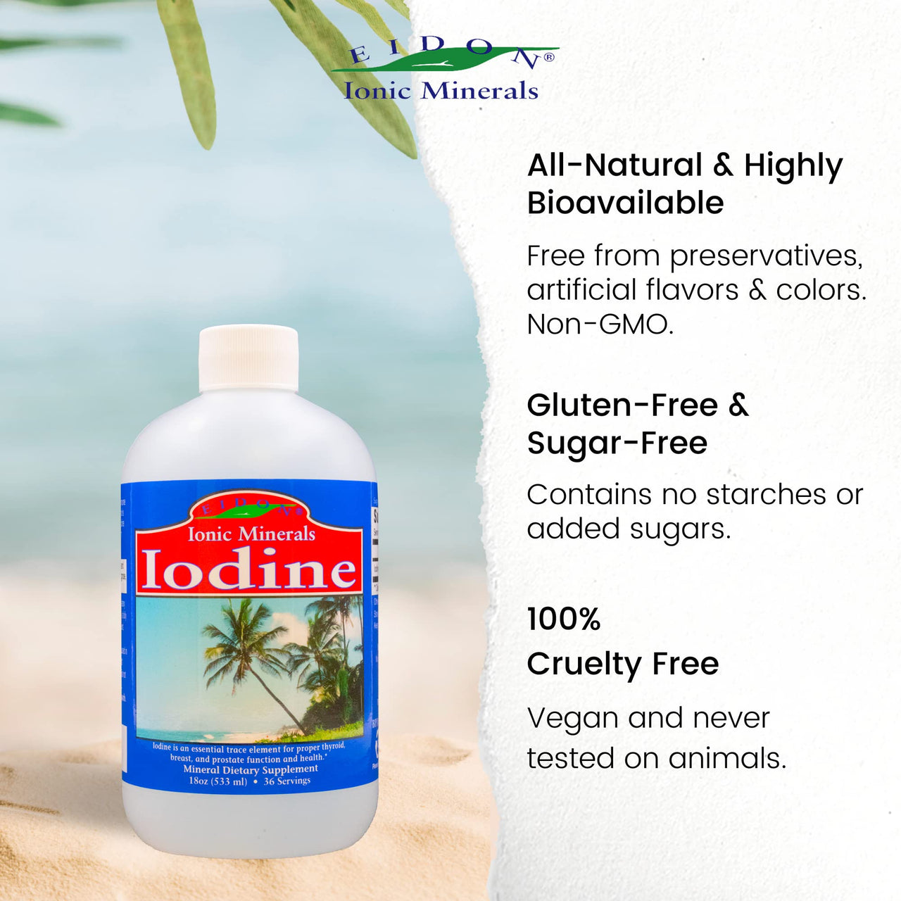 Eidon Ionic Minerals Potassium Iodide Supplement - Liquid Iodine Drops, Supports Energy Levels and Thyroid Health, Bioavailable, No Additives or Preservatives - Potassium Iodide Drops, 18 oz
