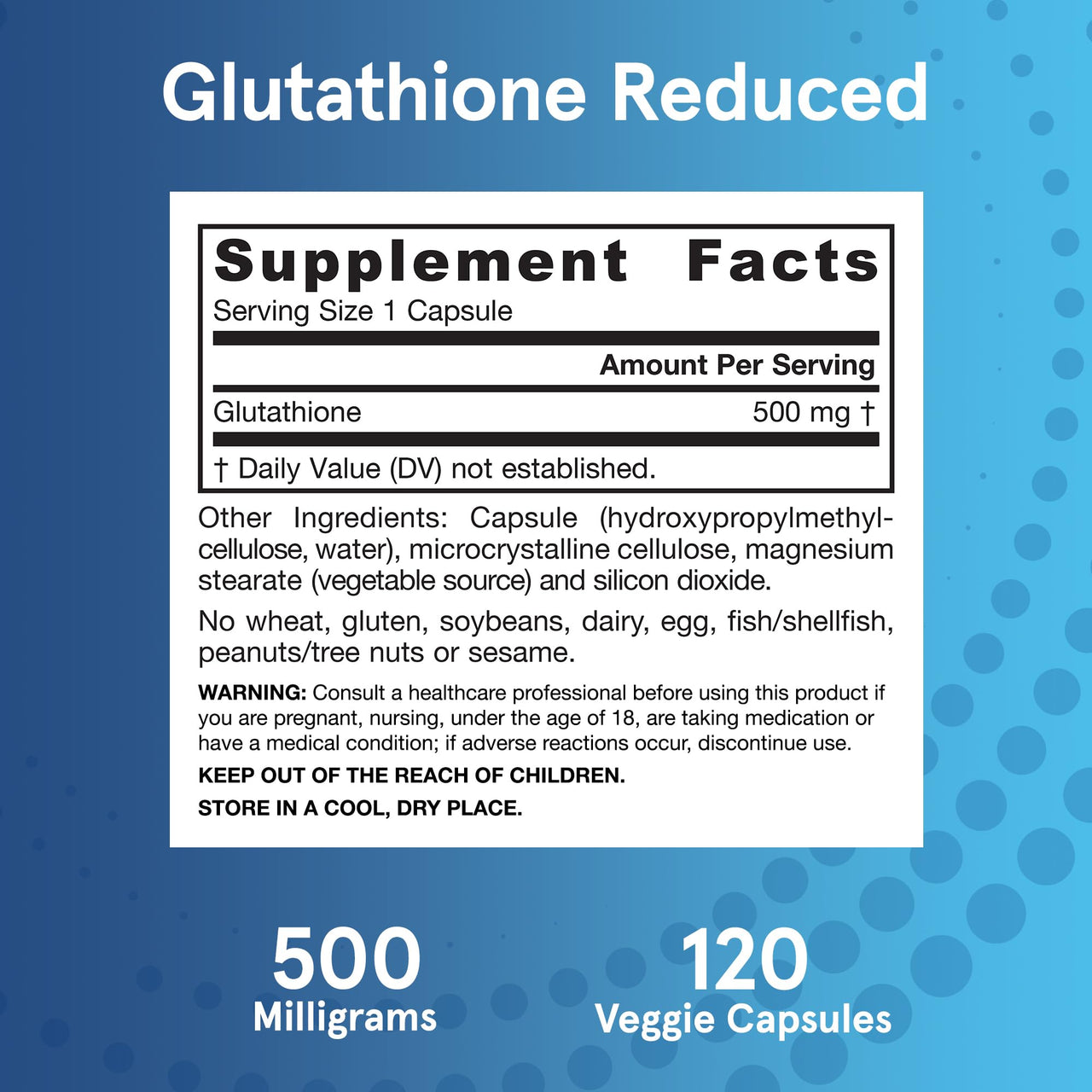 Jarrow Formulas Glutathione Reduced 500 mg - 120 Veggie Capsules - Intracellular Antioxidant - Quality Glutathione Supplements - Supports Recycling of Vitamins C & E - Non-GMO - Gluten Free - Vegan