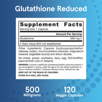 Thumbnail for Jarrow Formulas Glutathione Reduced 500 mg - 120 Veggie Capsules - Intracellular Antioxidant - Quality Glutathione Supplements - Supports Recycling of Vitamins C & E - Non-GMO - Gluten Free - Vegan