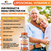 Thumbnail for Wholesome Wellness Liposomal Vitamin C Capsules (200 Pills 1500mg Buffered) High Absorption, Immune System & Collagen Booster, High Dose Fat Soluble Immunity Support Ascorbic Acid, Natural Vegan