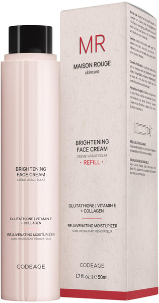 Codeage Maison Rouge Brightening Face Cream Refill Glutathione Cream, Collagen Peptides, Vitamin E, CoQ10 – Radiance & Antioxidant Complex – Paraben and Sulfates Free – Skin Care - 1.7 fl oz