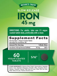 Thumbnail for Nature's Truth Iron Supplement | 45 mg | 60 Pills | Ferrous Sulfate | Non-GMO & Gluten Free Vitamin for Men and Women