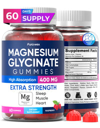 Thumbnail for Magnesium Glycinate Gummies 400mg, High Absorption Magnesium Supplement for Women, Men and Kids, Muscle Support and Relaxation, Sugar Free, Vegan, 60 Days Supply