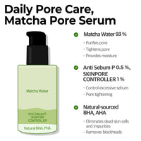 Thumbnail for SOME BY MI Super Matcha Pore Tightening Serum - 1.69Oz, 50ml - Made from Match Water for Sensitive Skin - Skin Moisturizing and Purifying Effect - Blackheads, Sebum and Pore Care - Korean Skin Care