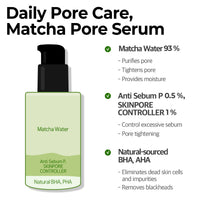 Thumbnail for SOME BY MI Super Matcha Pore Tightening Serum - 1.69Oz, 50ml - Made from Match Water for Sensitive Skin - Skin Moisturizing and Purifying Effect - Blackheads, Sebum and Pore Care - Korean Skin Care