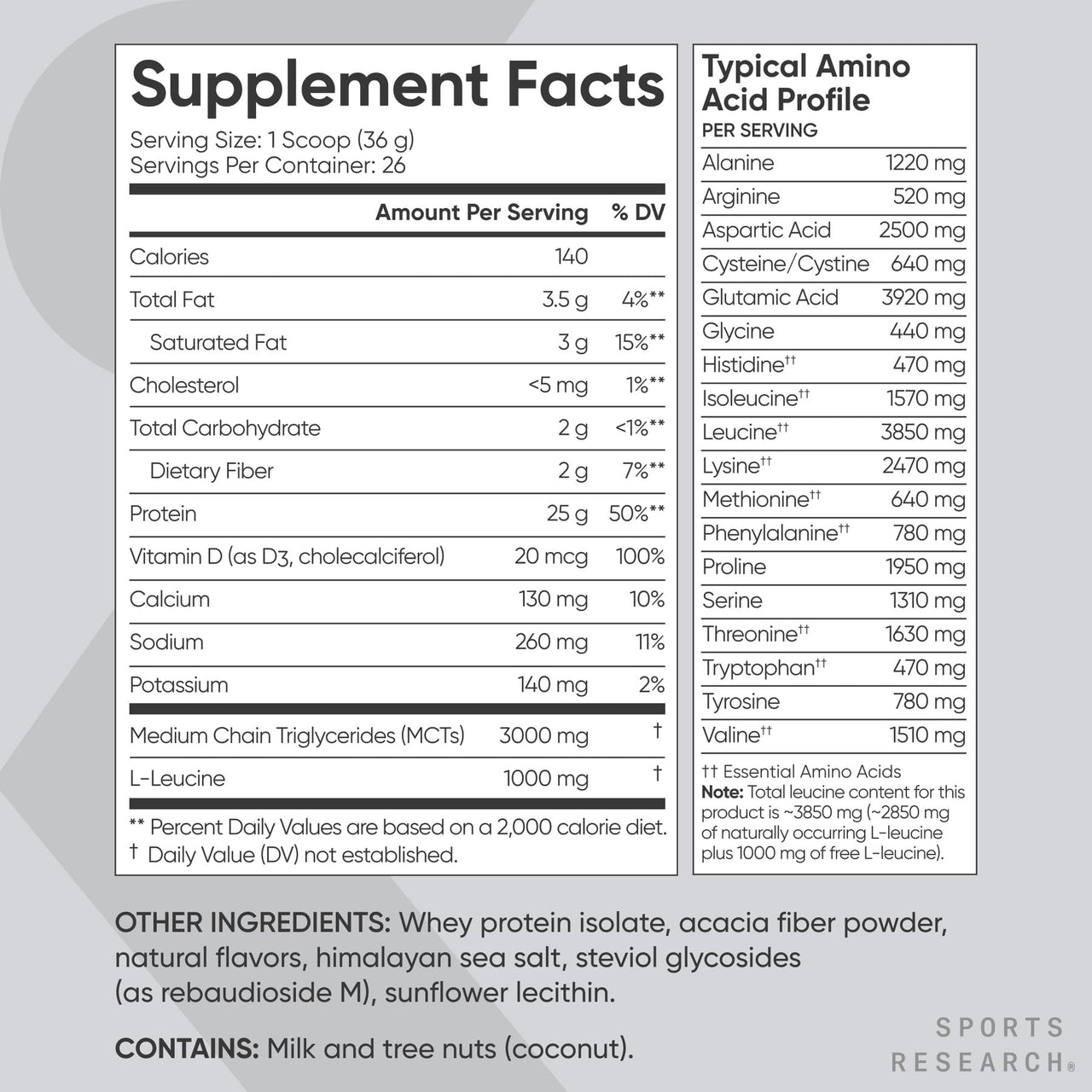 Sports Research® Whey Protein Isolate Vanilla Flavored (2.1 lb), Variety Pack Hydrate Electrolytes Powder Packets (16 Count) and Creatine Monohydrate (1.1 lb)
