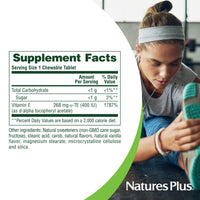 Thumbnail for NaturesPlus Vitamin E 400 IU, Natural Carob Flavor - 90 Chewables - Supports Immune Health - Free Radical Protection - Gluten Free, Vegetarian - 90 Servings