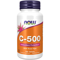 Thumbnail for NOW Foods Supplements, Vitamin C-500 with Rose Hips, Antioxidant Protection*, 100 Tablets