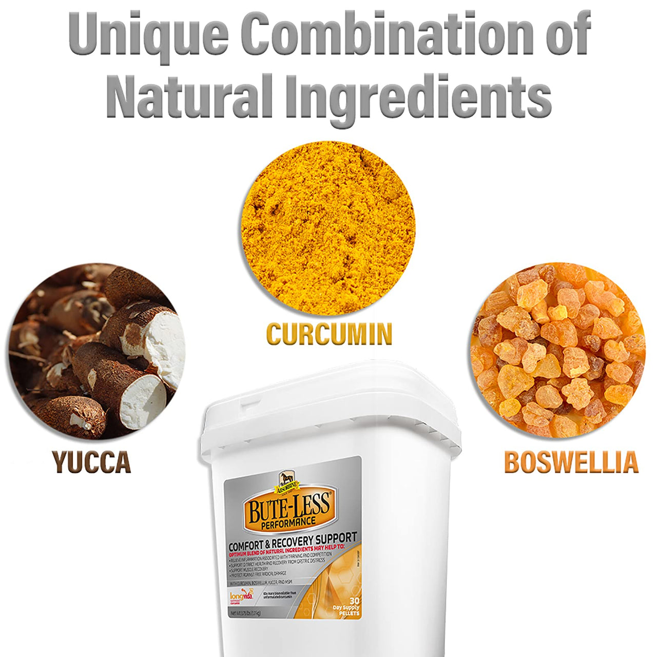 Absorbine Bute-Less Performance Advanced Formula Horse Supplement Pellets, Supports Healthy Inflammatory Response & GI Tract, 3.75lb Tub / 30 Day Supply