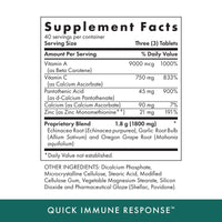 Thumbnail for Michael's Health Naturopathic Programs Quick Immune Response - 120 Vegetarian Tablets - Immune System Support - With Vitamin A, Vitamin C & Zinc - 40 Servings