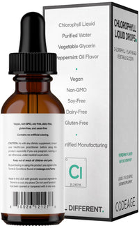 Thumbnail for Codeage Chlorophyll Liquid Drops Supplement - Vegan Chlorophyll 50 mg per Serving, Organic Peppermint Flavor Clorofila Drink - Non-GMO, Gluten-Free, Vegan - 2 fl oz