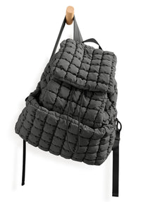 Thumbnail for ODODOS Quilted Backpack 2.0 for Women Lightweight Puffer Hiker Pack Drawstring Padding Travel Gym Bag, Charcoal