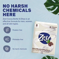 Thumbnail for Zest Bar Soap - 8 Bars - Enriched With Cocoa Butter And Shea for Ultra Moisturizing Cleansing - Leaves Your Body Feeling Silky Smooth And Deeply Moisturized