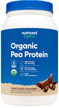 Thumbnail for Nutricost Organic Pea Protein Powder (3 LBS) Chocolate - Certified USDA Organic, Protein from Plants, Vegetarian Friendly, Gluten Free, Non-GMO