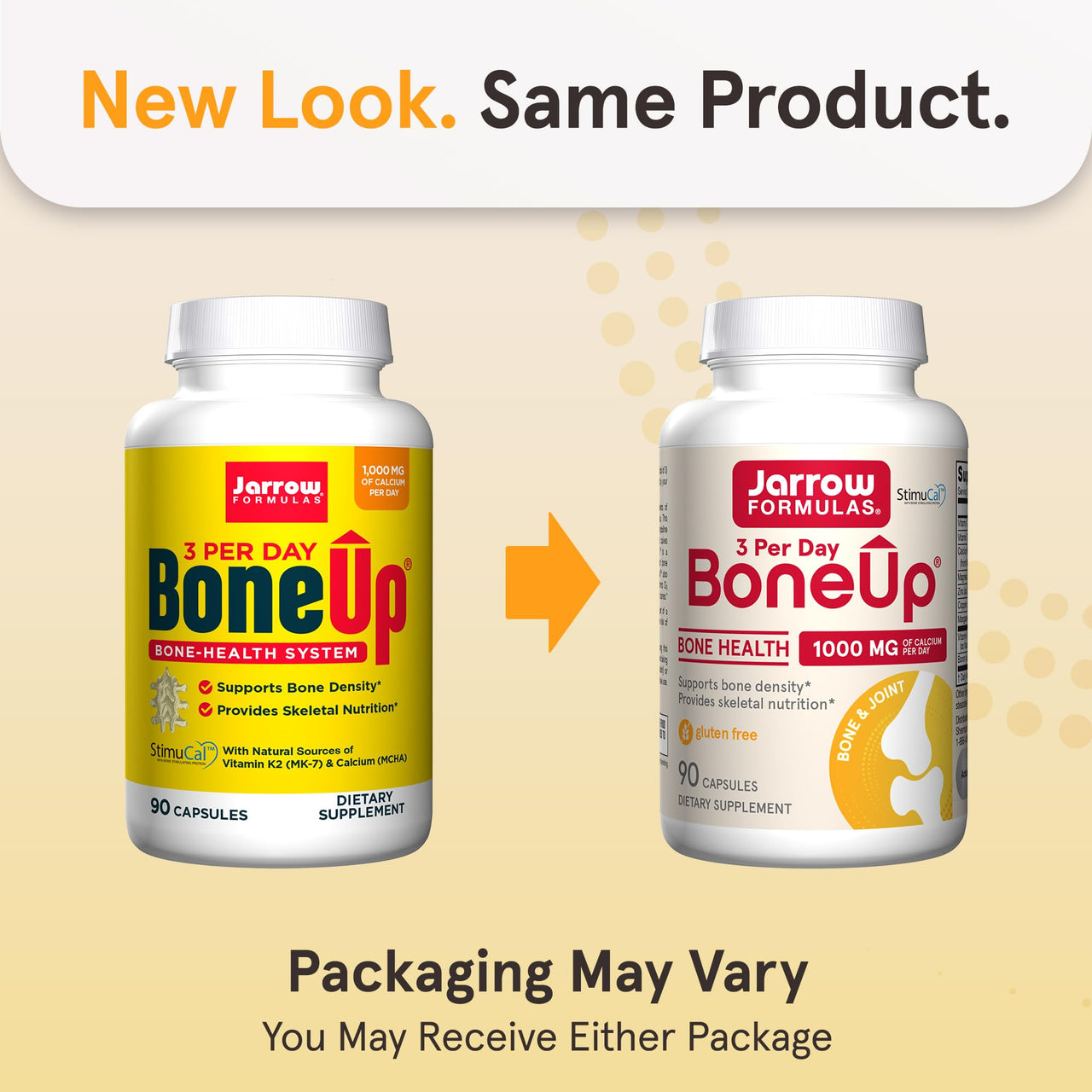 Jarrow Formulas BoneUp Three Per Day for Bone Density and Skeletal Nutrition, Includes Vitamin D3, K2 (as MK-7) and Calcium, 90 Capsules, 30 Day Supply