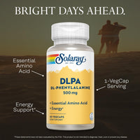 Thumbnail for SOLARAY DL-Phenylalanine Capsule Supplements - 500mg DLPA, 50-50 Blend of Essential Amino Acids for Nervous System & Energy Support, for Men and Women - 60 Count VegCaps